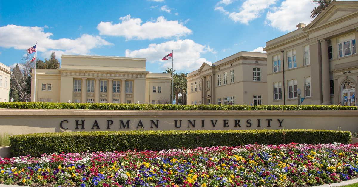 Memorial Lawn and flowers at Chapman University