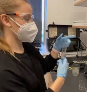 Chapman student Emma Kocik in the lab