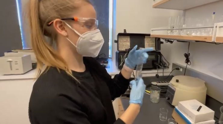 Chapman student Emma Kocik in the lab