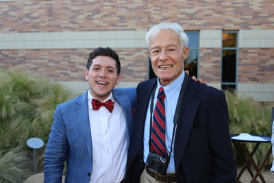 Student inductee Vidal Arroyo poses with Trustee David Henley at the 2019 Installation and Induction Ceremony of the Psi of California Chapter at Chapman University.