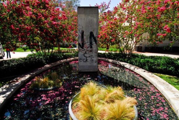 A piece of the Berlin Wall in Chapman University's Liberty Plaza