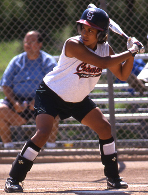 Carew playing softball