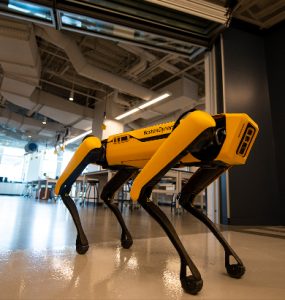 Robot dog exits lab at Keck Center