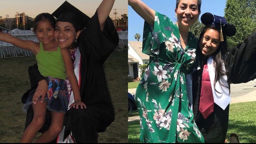 two grad photos from 2006 and 2020