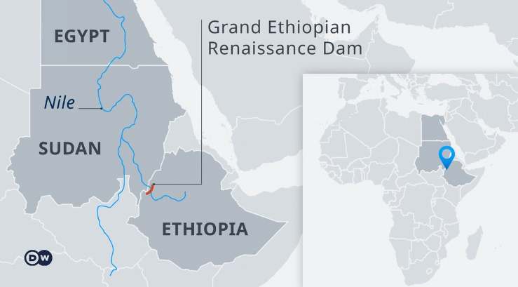 locator map for Grand Ethiopian Renaissance Dam