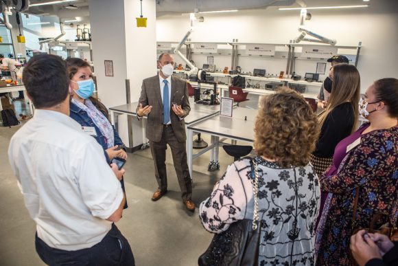 tour group inside swenson hall of engineering