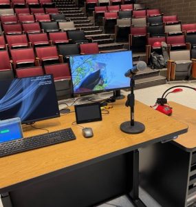 Chapman lecture hall with upgraded technology.