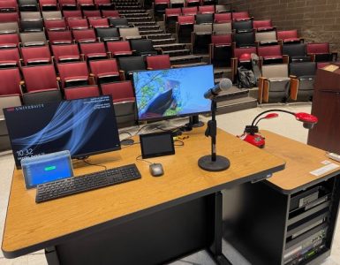 Chapman lecture hall with upgraded technology.