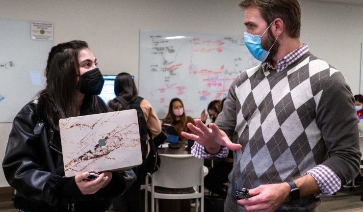 pharmacy student working one on one with professor