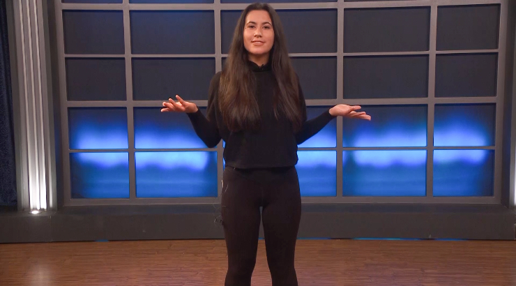Madyson Montgomery '22 gives a TED-style talk.