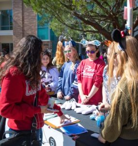 Students attend Chapman's involvement fair.