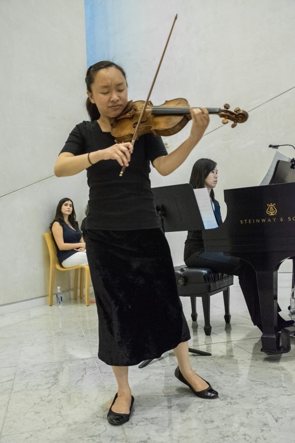 Student violonist Danielle Liu performance with piano collaborator Clara Cheng.