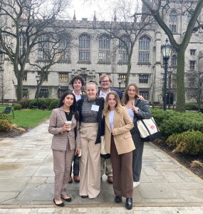 Chapman’s Undergraduate Law Review executive board poses in front of the University of Chicago at their conference.