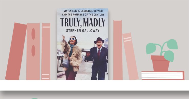 illustration of bookshelf with photo of cover of Truly, Madly by Stephen Galloway