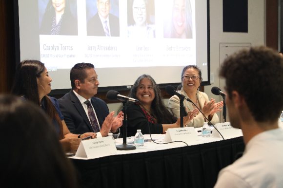 panel of SAUSD representatives in front of a screen