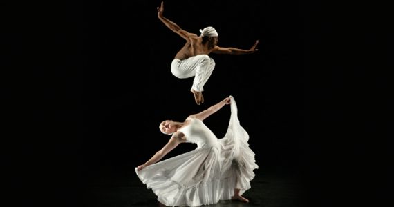 Dancer Stephen "tWitch" Boss leaps, with Chelsea Asman