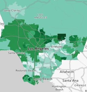 map of Los Angeles County showing tree canopy
