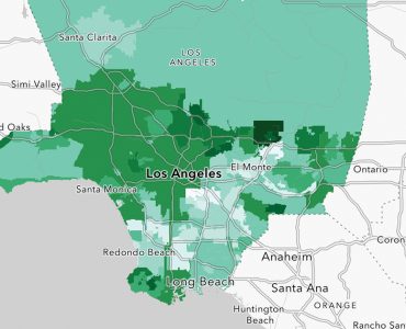 map of Los Angeles County showing tree canopy