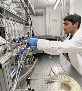 Chapman focused on research in its Thematic Pathway for Reaffirmation of accreditation. Here, Beckman Scholar Ishaan Shah ’23 works on advances in photochemistry.