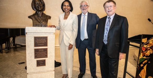 condoleezza rice, daniele struppa, Mark Chapin Johnson present bust of Rice