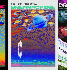 collage of three poster designs for dream machine