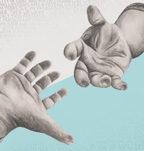 illustration of two hands reaching for each other