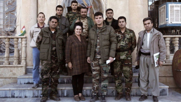 Kelly Galindo with Kurdish military