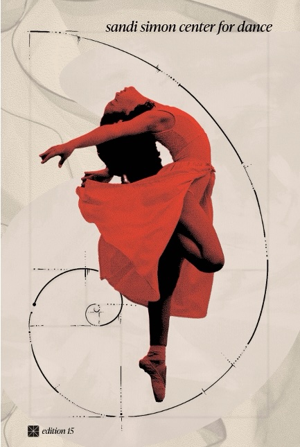 poster showing female dancer superimposed over Fibonacci design