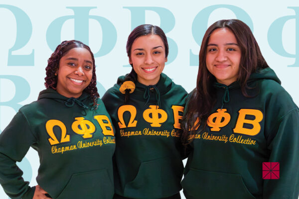 (From left) Aizzy Portillo, Cintya Felix and Natalia Trejo founded the Chapman chapter of the Omega Phi Beta sorority in 2023.