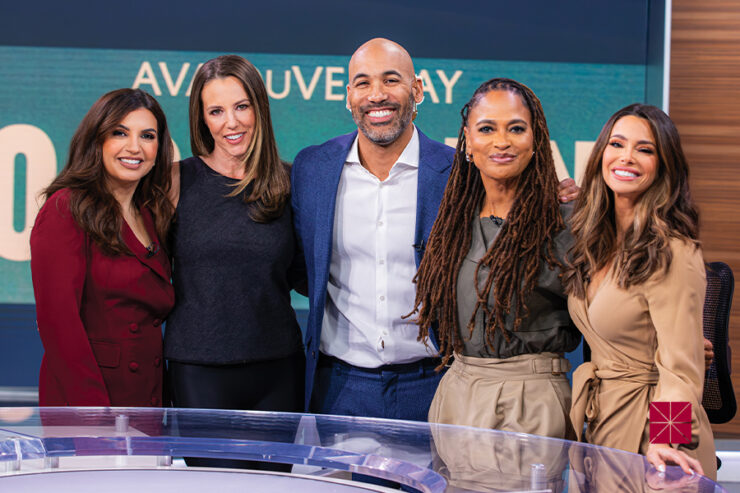 (From left to right) Anchor/ reporter Amanda Salas, executive producer Michelle Pulfrey, film director Ava DuVernay and anchors Melvin Robert and Jennifer Lahmers.