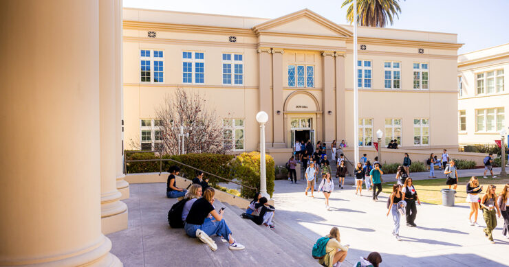 outside memorial hall looking at doti hall