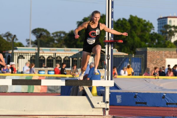 Annika Carlson '25 competes in the 2024 NCAA Division III Outdoor Track and Field Championships.