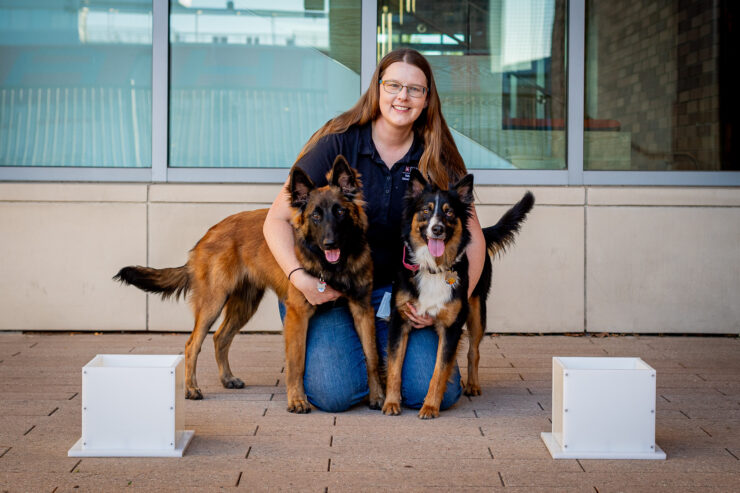 Lindsay Waldrop and two dogs