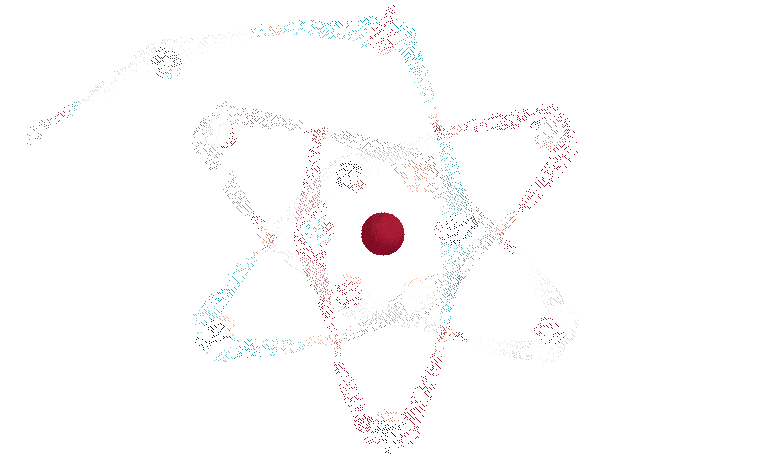 illustration of people linking hands to form the shape of an atom