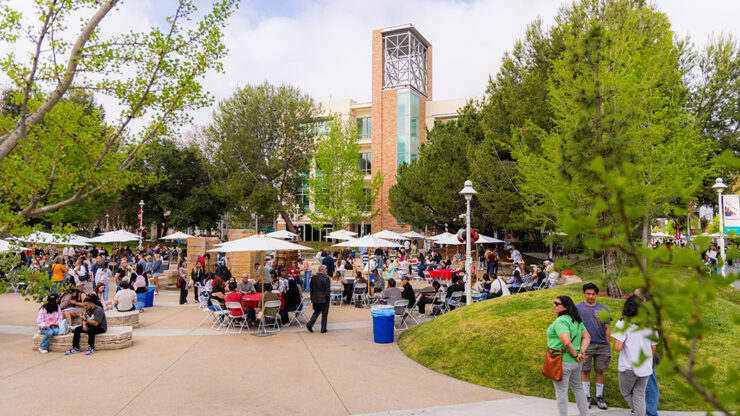 Students and their families at Preview Day.