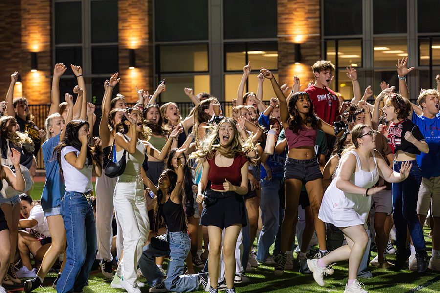 group of students doing energetic activity
