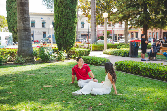 Students lounging on grass in the Circle