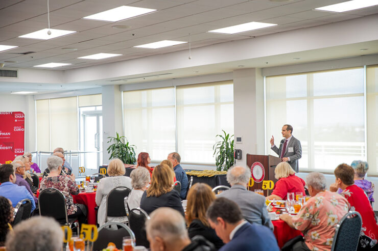 parlow addressing alums at reunion