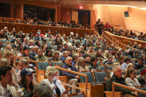 Admitted students and families attend welcome session in Musco Center for the Arts.