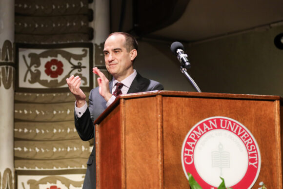 President Parlow congratulates the winners of the 2026 Holocaust Art and Writing Contest.