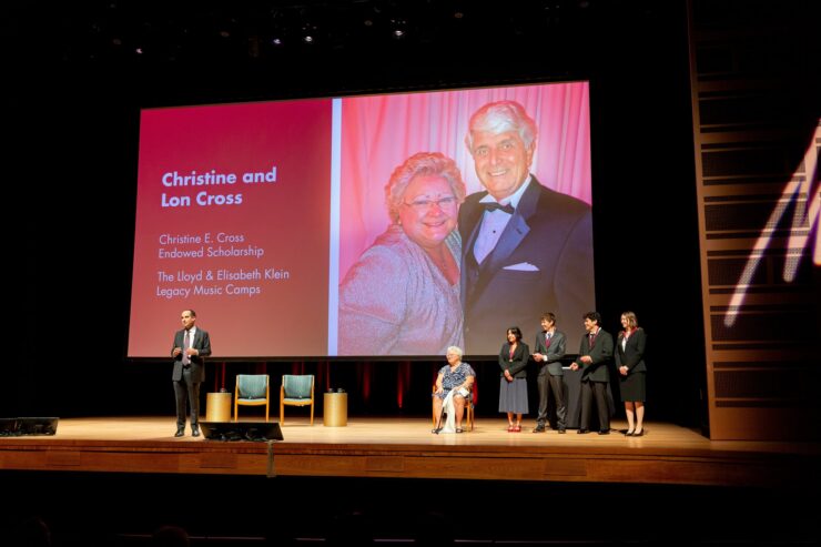 President Matt Parlow with Christine Cross and the Klein Legacy Foundation scholars.