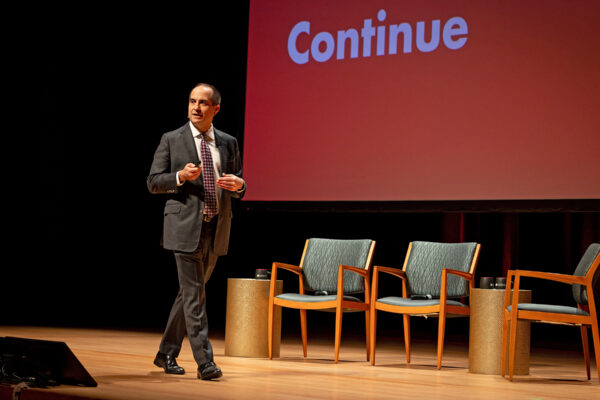 Chapman University President Matt Parlow speaks at the 2026 State of the University event