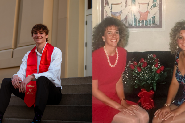 Kimberley Kasper '92 and Alex Bartels '26 at Chapman University for graduation.