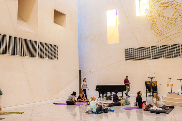 Students relaxing in Wallace All Faiths Chapel