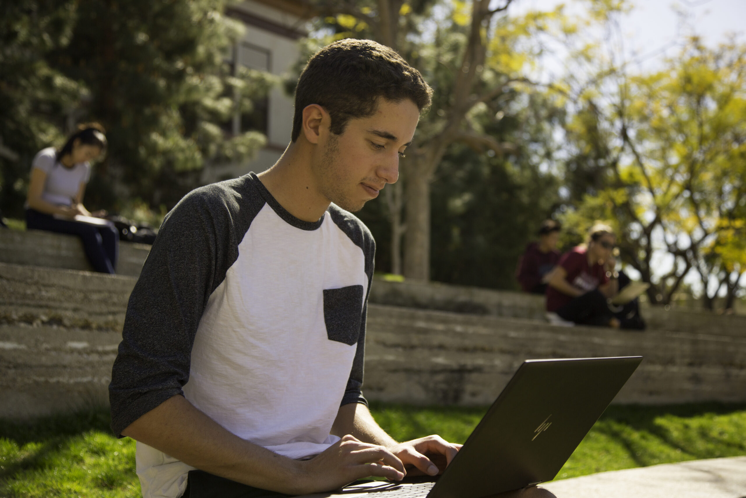 A current Chapman student studying while on campus