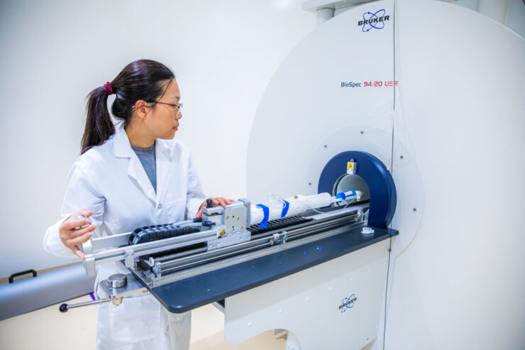 A student works in the lab.